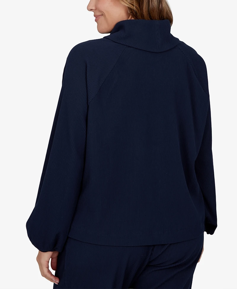 Ruby Rd. Plus Ribbed Cowl Neck Top