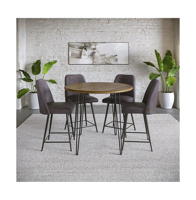 Jofran Mid-Century Modern Faux Leather Upholstered Counter Height Barstool (Set of 2