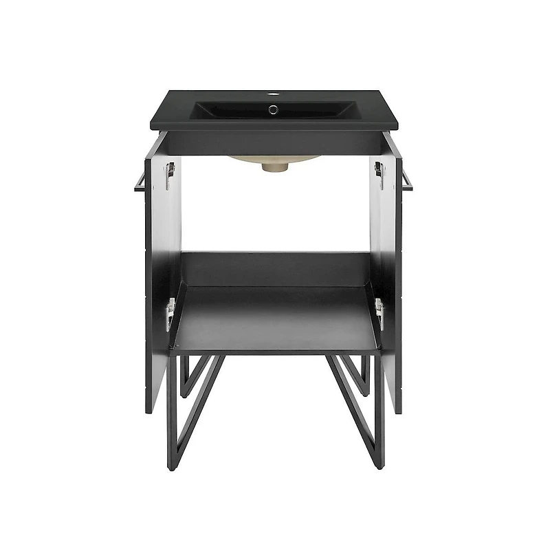 Swiss Madison Annecy 24 in. Phantom Black Bathroom Vanity With Black Ceramic Sink Top
