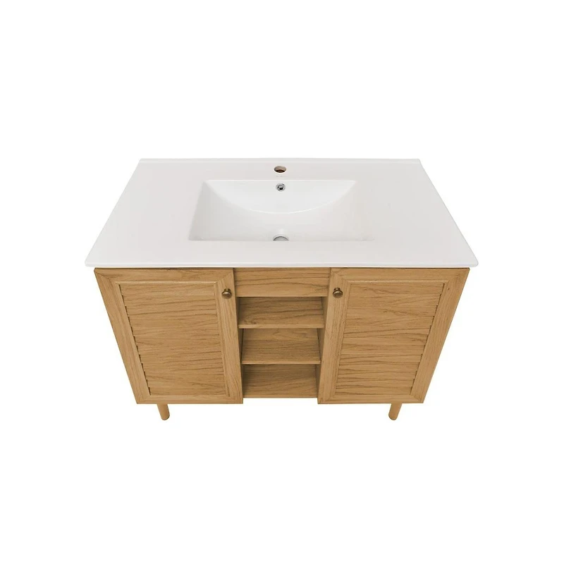 Swiss Madison Bron 36" Freestanding Bathroom Vanity in Golden Oak with Sink Top
