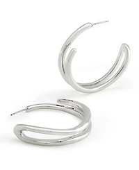 Robert Lee Morris Soho Rhodium Fluid Bypass Medium Hoop Earrings