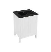Swiss Madison Bastille 24 in. White Bathroom Vanity With Black Ceramic Sink Top