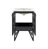 Swiss Madison Annecy 24 in. Black Walnut Bathroom Vanity With White, 3-Hole Ceramic Sink Top