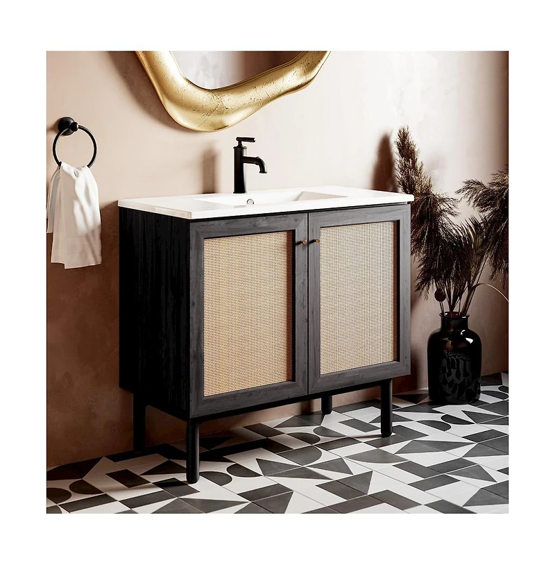 Swiss Madison Classe 36" Freestanding Bathroom Vanity in Oak with Sink Top