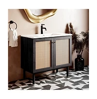 Swiss Madison Classe 36" Freestanding Bathroom Vanity in Oak with Sink Top