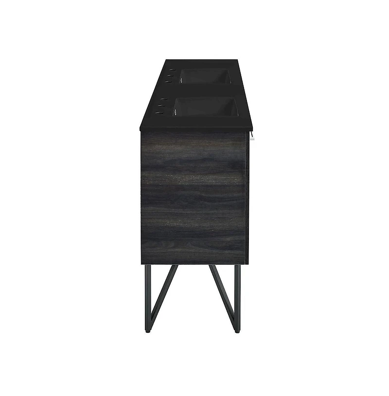 Swiss Madison 60 in. Mdf Double Basin 3-Hole Artificial Stone Sink Top Bathroom Vanity