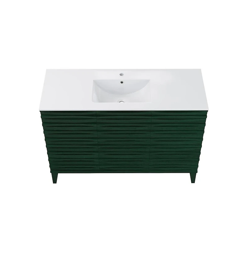 Swiss MadisonCascade 48" Freestanding Bathroom Vanity in Green Oak with Sink Top