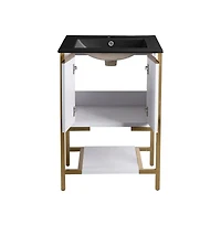 Swiss Madison Marseille 24 in. White Bathroom Vanity With Black Ceramic Sink Top