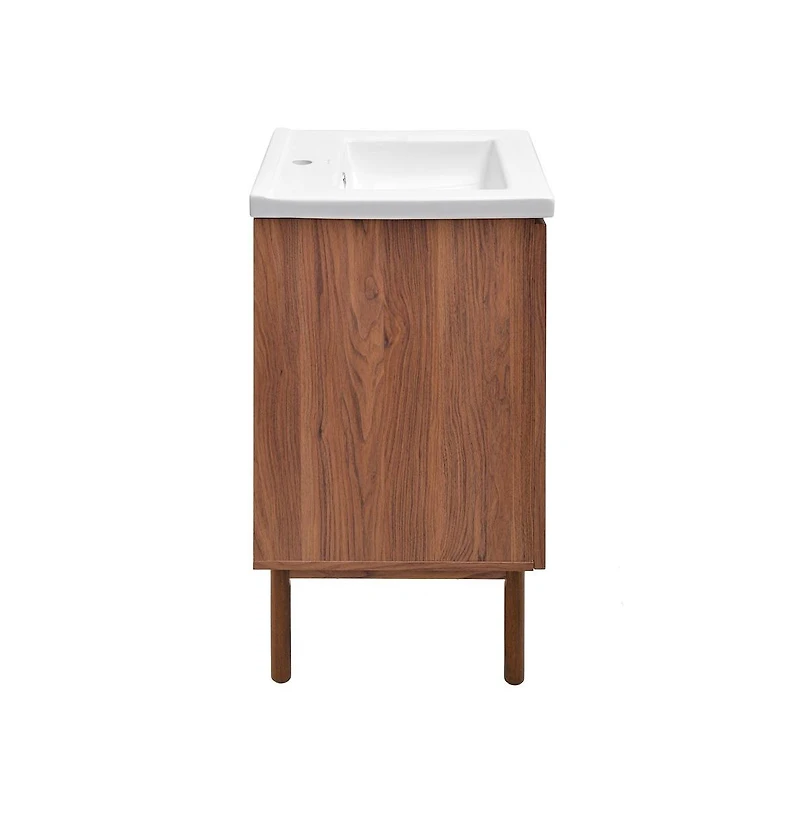 Swiss Madison Classe 18" Freestanding Bathroom Vanity in Brown Oak with Sink Top