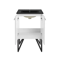 Swiss Madison Annecy 24 in. White Bathroom Vanity With Black Ceramic Sink Top