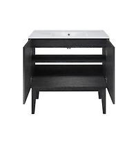 Swiss Madison36" Freestanding Bathroom Vanity in Black Oak with 3-Hole Widespread Sink Top