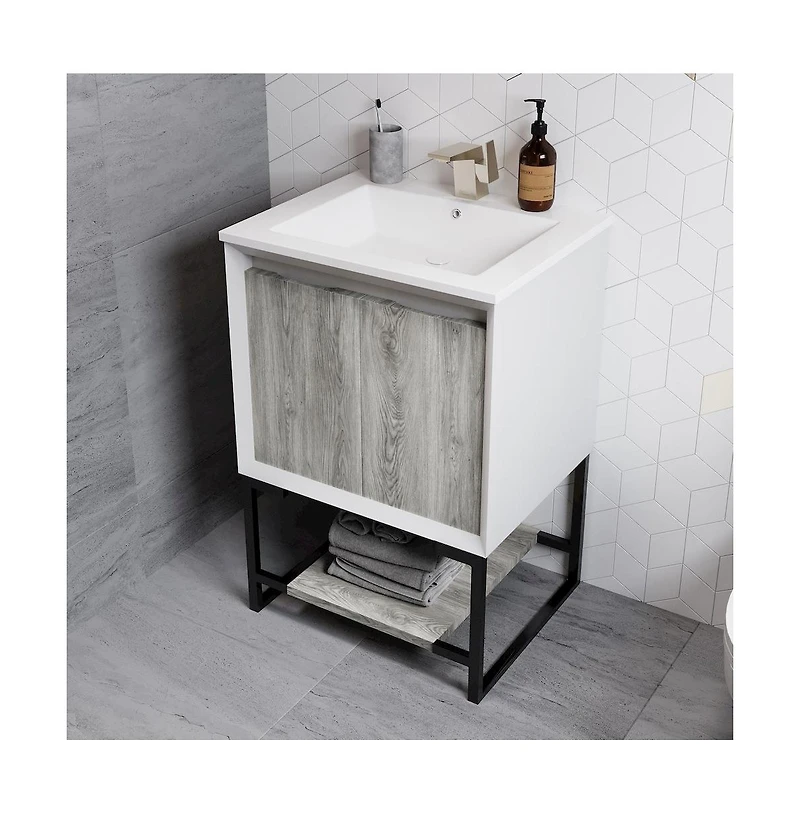 Swiss Madison Marseille 24 Single, Two Doors, Open Shelf Bathroom Vanity