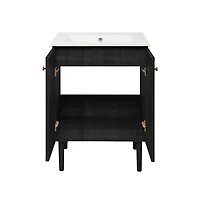 Swiss Madison Bron 24" Freestanding Bathroom Vanity in Black Oak with Sink Top