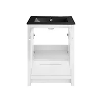 Virage 24 in. White Bathroom Vanity With Black Ceramic Sink Top