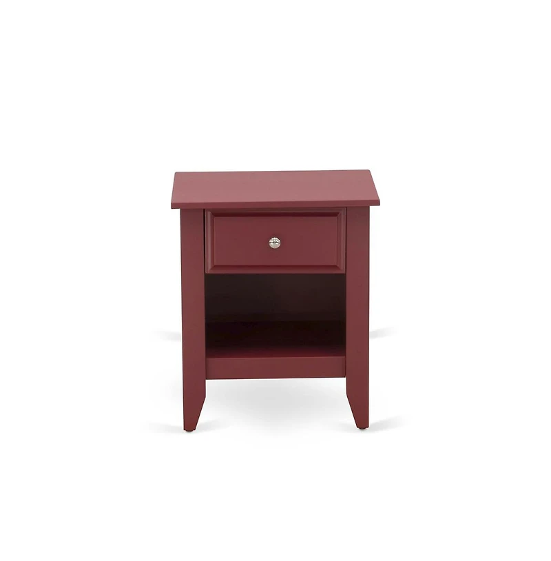 East West Furniture FN08F-1GA13 2-Piece Platform Bedroom Set with 1 Wood Bed Frame and a Mid Century Modern Nightstand