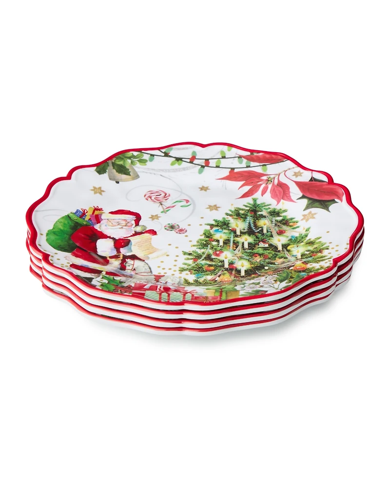 Certified International Santa's Delivery Melamine Dinner Plates, Set of 4
