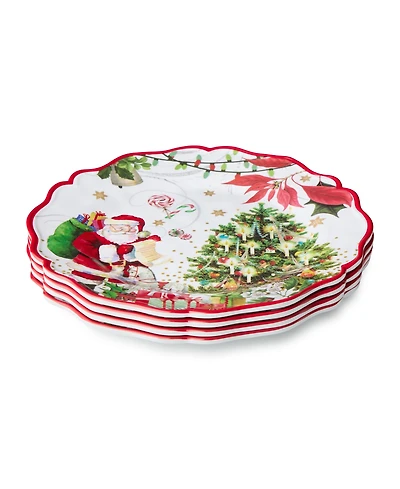 Certified International Santa's Delivery Melamine Dinner Plates, Set of 4