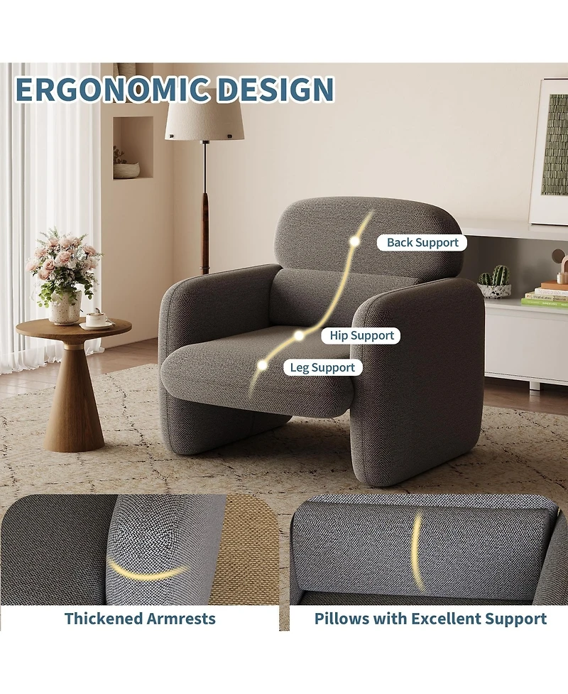 gaomon Accent Chair Set of 2 Linen Upholstered Armchair with Ergonomic Lumbar Support Solid Wood Frame Pet-Friendly for Living Room Bedroom Office