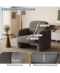 gaomon Accent Chair Set of 2 Linen Upholstered Armchair with Ergonomic Lumbar Support Solid Wood Frame Pet-Friendly for Living Room Bedroom Office