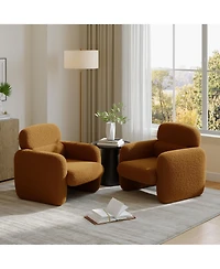gaomon Accent Chair Set of 2 Boucle Upholstered Armchair with Ergonomic Lumbar Support Wood Frame for Living Room Bedroom Office
