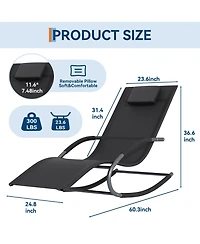 gaomon Outdoor Lounge Chair Set of 2 Patio Recliner with Pillow Breathable Mesh Steel Frame Heavy Duty Rocking Chaise for Pool Lawn Garden Backyard