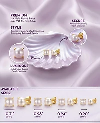 GiGiGirl GiGiGirl's Baby/ Kids 14k Gold Plated with Round White Genuine Pearl Solitaire Stud Earrings in Sterling Silver