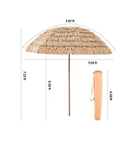 Sugif Tiki Umbrella Thatched Patio Umbrella with Tilt Pp Thatch Metal Ribs Hawaiian Style