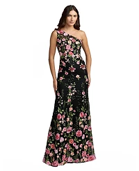 Mac Duggal Petite One Shlouder Lace Embroidered Gown Dresse