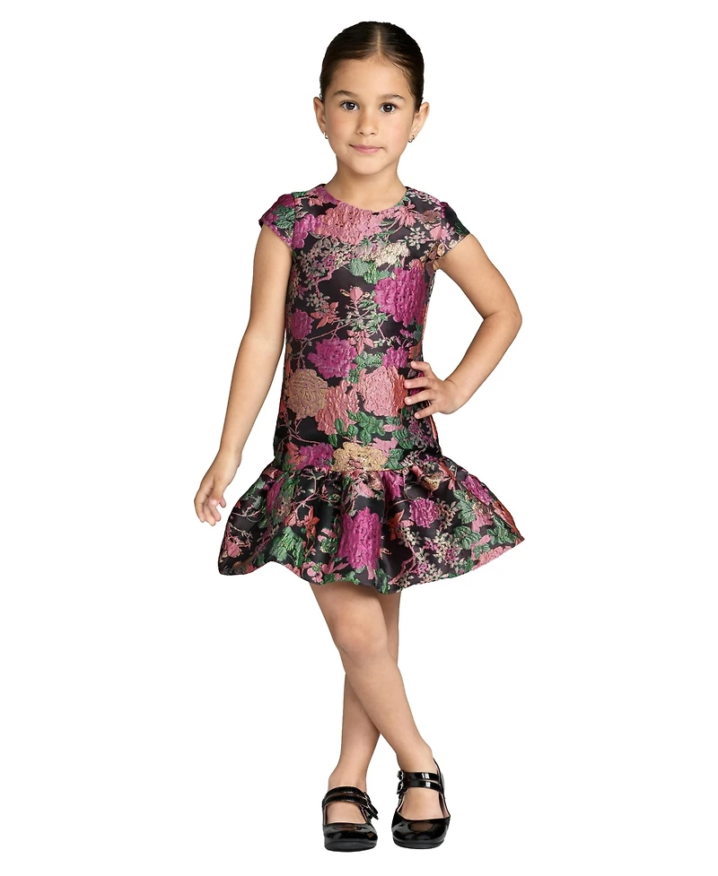 Mac Duggal Big Girls Floral Brocade Fit and Flare Dress