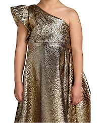 Mac Duggal Big Girls One-Shoulder Metallic A-Line Maxi Dress