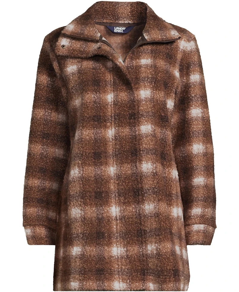 Lands' End Plus Print Boucle Fleece Coat