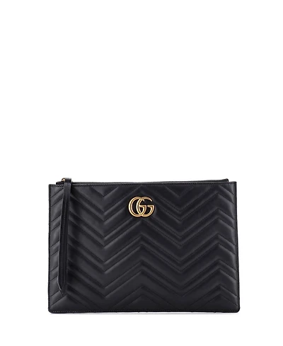 Pre-Owned Gucci Gg Marmont Pouch Matelasse Leather