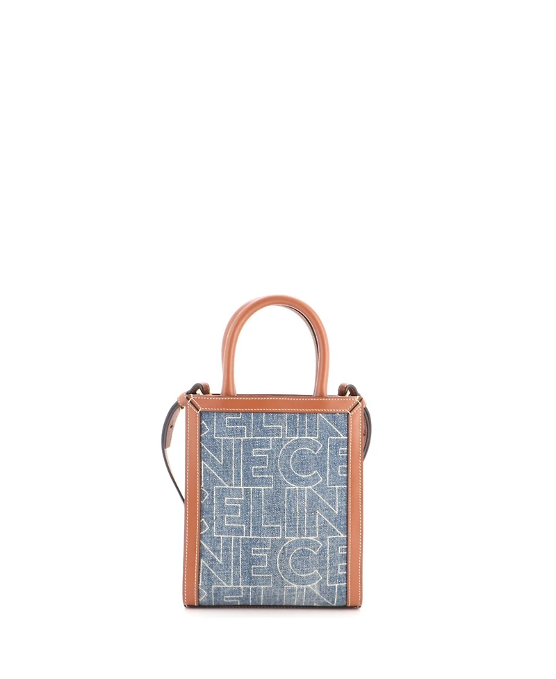 Pre-Owned Celine Mini Vertical Cabas Tote Printed Denim with Leather