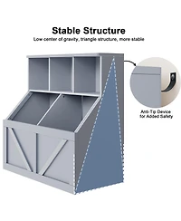 gaomon Kids Bookshelf Toy Storage Organizer 35.4"H Layered Cubby Wood Frame Low Height Kid-Friendly for Playroom Bedroom Nursery