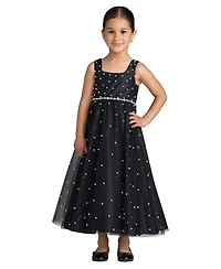 Mac Duggal Little Girls Pearl Embellished Tulle Maxi Dress