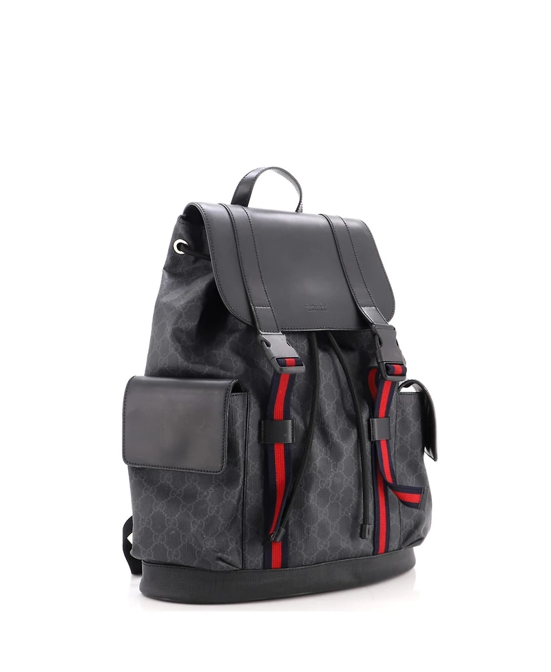 Pre-Owned Gucci Large Double Pocket Buckle Backpack Gg Coated Canvas
