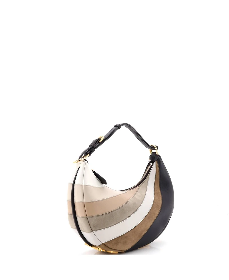 Pre-Owned Fendi Small Fendigraphy Bag Striped Leather and Suede
