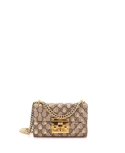 Pre-Owned Gucci Small Padlock Shoulder Bag Printed Gg Coated Canvas