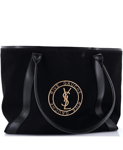 Pre-Owned Saint Laurent Large Rive Gauche Open Tote Embroidered Canvas