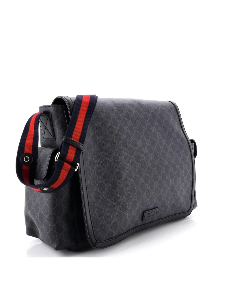 Pre-Owned Gucci Small Web Strap Diaper Bag Gg Coated Canvas