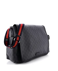 Pre-Owned Gucci Small Web Strap Diaper Bag Gg Coated Canvas