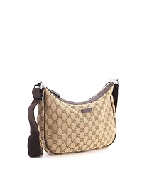 Pre-Owned Gucci Medium Saddle Zip Messenger Bag Gg Canvas with Leather
