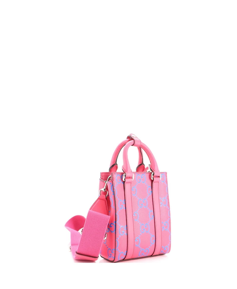 Pre-Owned Gucci Mini Convertible Open Tote Gg Embossed Perforated Leather