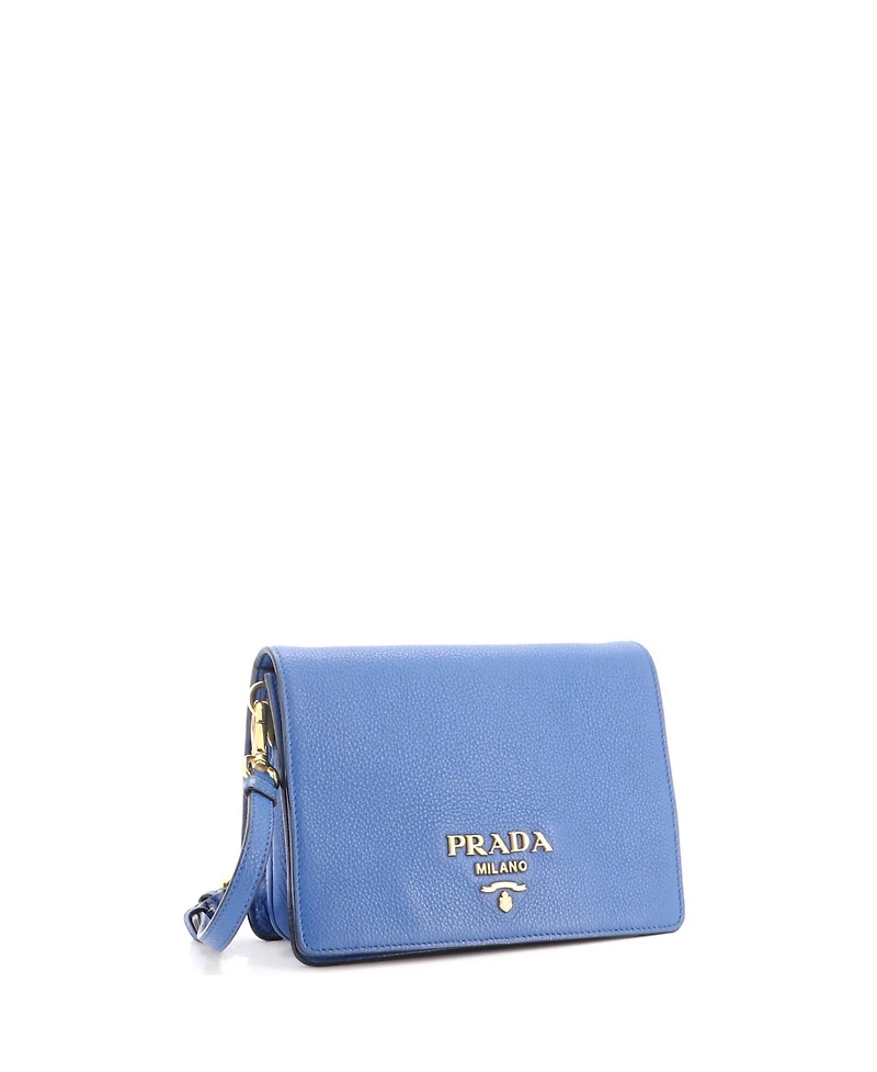 Pre-Owned Prada Small Dual Strap Flap Crossbody Bag Vitello Daino