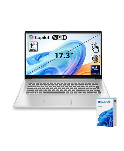 Hp 17.3" Touchscreen Business Copliot Ai Laptop, Intel Core Ultra 7 255U, Intel Graphics, 16GB DDR5, 512GB Ssd, Wi-Fi 6, Win11 Home, Silver