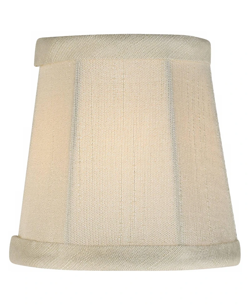 Set of 2 Empire Lamp Shades Cream Fabric Small 3" Top x 4" Bottom x 4" High Candelabra Clip-On Fitting