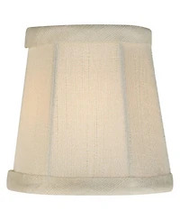 Set of 2 Empire Lamp Shades Cream Fabric Small 3" Top x 4" Bottom x 4" High Candelabra Clip-On Fitting