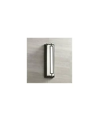 Possini Euro Design Belfonte Modern Outdoor Wall Light Fixtures Set of 2 Bronze Rectangular Frame Led 16 1/4" White Glass for Post Exterior