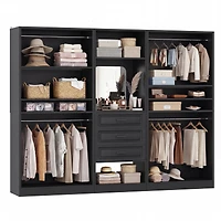 Aheaplus Closet System Set with Mirror and Shelves, Organizer Drawer