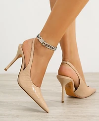 Berness Carmine Croco-Embossed Slingback Stiletto Pumps